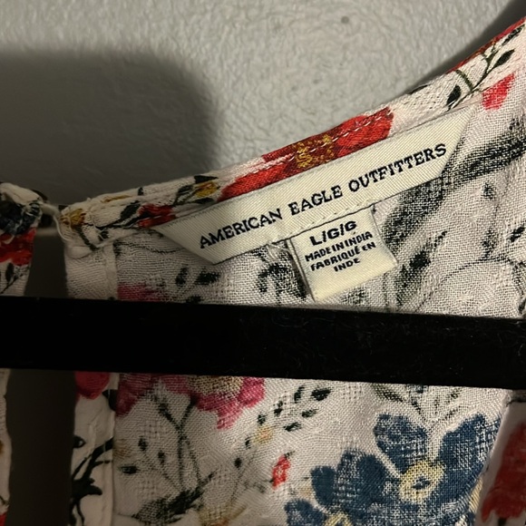 American Eagle Women's Romper Size Large Blue Multicolor Floral Long Sleeve EUC - Picture 5 of 13